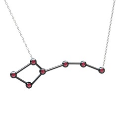 Ursa Minor Kolye - Rodolit garnet 925 ayar siyah rodyum kaplama gümüş kolye (40 cm gümüş rolo zincir) #12alsqg