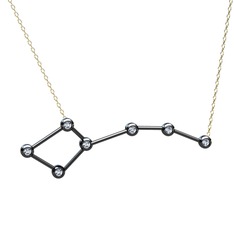 Ursa Minor Kolye - Beyaz zirkon 925 ayar siyah rodyum kaplama gümüş kolye (40 cm altın rolo zincir) #12xxymm