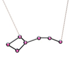 Ursa Minor Kolye - Pembe kuvars 925 ayar siyah rodyum kaplama gümüş kolye (40 cm rose altın rolo zincir) #13bi6ja