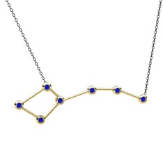 Ursa Minor Kolye - Lab safir 8 ayar altın kolye (40 cm gümüş rolo zincir) #14lk3un