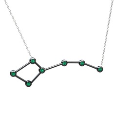 Ursa Minor Kolye - Yeşil kuvars 925 ayar siyah rodyum kaplama gümüş kolye (40 cm gümüş rolo zincir) #14npgsm