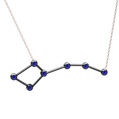 Ursa Minor Kolye - Lab safir 925 ayar siyah rodyum kaplama gümüş kolye (40 cm gümüş rolo zincir) #14qayhl
