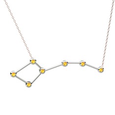 Ursa Minor Kolye - Sitrin 14 ayar beyaz altın kolye (40 cm rose altın rolo zincir) #15sfg09