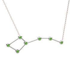 Peridot 8 ayar beyaz altın kolye (40 cm gümüş rolo zincir)