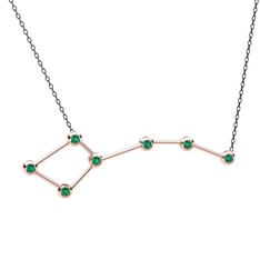Ursa Minor Kolye - Yeşil kuvars 18 ayar rose altın kolye (40 cm gümüş rolo zincir) #199o2vo