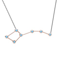 Ursa Minor Kolye - Akuamarin 925 ayar rose altın kaplama gümüş kolye (40 cm gümüş rolo zincir) #1exzy79