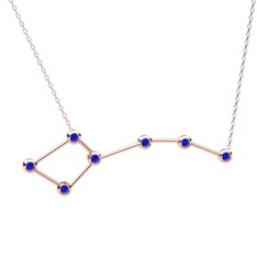 Lab safir 925 ayar rose altın kaplama gümüş kolye (40 cm rose altın rolo zincir)