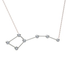 Ursa Minor Kolye - Beyaz zirkon 18 ayar beyaz altın kolye (40 cm rose altın rolo zincir) #1fhhhhl