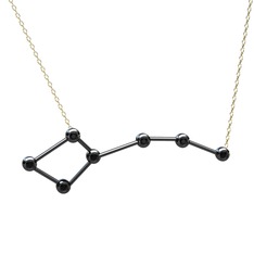 Ursa Minor Kolye - Siyah zirkon 925 ayar siyah rodyum kaplama gümüş kolye (40 cm altın rolo zincir) #1j0pvca