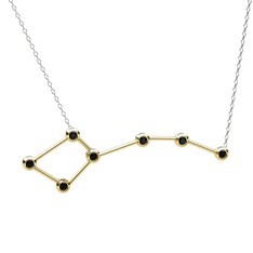 Ursa Minor Kolye - Siyah zirkon 8 ayar altın kolye (40 cm beyaz altın rolo zincir) #1j5yyks