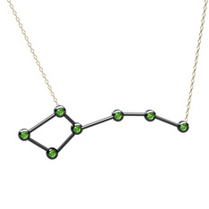 Ursa Minor Kolye - Peridot 925 ayar siyah rodyum kaplama gümüş kolye (40 cm altın rolo zincir) #1k33806
