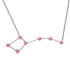 Ursa Minor Kolye - Pembe kuvars 14 ayar beyaz altın kolye (40 cm gümüş rolo zincir) #1ou9e90