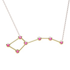 Ursa Minor Kolye - Pembe kuvars 8 ayar altın kolye (40 cm rose altın rolo zincir) #1pxa2o2