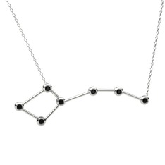 Siyah zirkon 925 ayar gümüş kolye (40 cm beyaz altın rolo zincir)