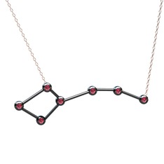 Rodolit garnet 925 ayar siyah rodyum kaplama gümüş kolye (40 cm rose altın rolo zincir)