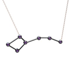 Ursa Minor Kolye - Ametist 925 ayar siyah rodyum kaplama gümüş kolye (40 cm rose altın rolo zincir) #1vetp50