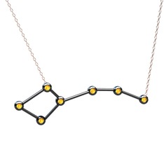 Ursa Minor Kolye - Sitrin 925 ayar siyah rodyum kaplama gümüş kolye (40 cm rose altın rolo zincir) #1vifqx5