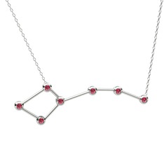 Ursa Minor Kolye - Rodolit garnet 14 ayar beyaz altın kolye (40 cm gümüş rolo zincir) #1yn94qf