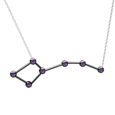 Ursa Minor Kolye - Ametist 925 ayar siyah rodyum kaplama gümüş kolye (40 cm gümüş rolo zincir) #2782zm