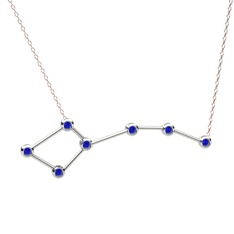 Ursa Minor Kolye - Lab safir 8 ayar beyaz altın kolye (40 cm rose altın rolo zincir) #41vkzt