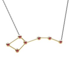 Rodolit garnet 18 ayar altın kolye (40 cm gümüş rolo zincir)
