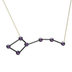 Ursa Minor Kolye - Ametist 925 ayar siyah rodyum kaplama gümüş kolye (40 cm altın rolo zincir) #513cm2