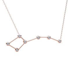 Ursa Minor Kolye - Beyaz zirkon 925 ayar rose altın kaplama gümüş kolye (40 cm rose altın rolo zincir) #6m6c21