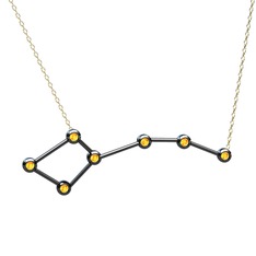 Ursa Minor Kolye - Sitrin 925 ayar siyah rodyum kaplama gümüş kolye (40 cm altın rolo zincir) #79otoc