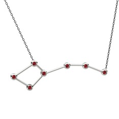 Garnet 8 ayar beyaz altın kolye (40 cm gümüş rolo zincir)