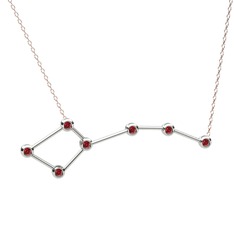 Ursa Minor Kolye - Garnet 8 ayar beyaz altın kolye (40 cm rose altın rolo zincir) #7vmslc