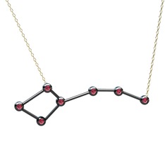 Ursa Minor Kolye - Rodolit garnet 925 ayar siyah rodyum kaplama gümüş kolye (40 cm altın rolo zincir) #80ulh4