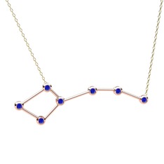 Ursa Minor Kolye - Lab safir 8 ayar rose altın kolye (40 cm gümüş rolo zincir) #8889dm
