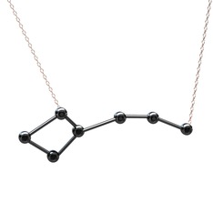 Ursa Minor Kolye - Siyah zirkon 925 ayar siyah rodyum kaplama gümüş kolye (40 cm rose altın rolo zincir) #9pe7mm