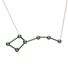 Ursa Minor Kolye - Peridot 925 ayar siyah rodyum kaplama gümüş kolye (40 cm rose altın rolo zincir) #a1d7ca