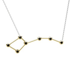 Ursa Minor Kolye - Siyah zirkon 8 ayar altın kolye (40 cm beyaz altın rolo zincir) #bjn9eb