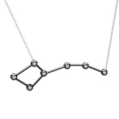 Ursa Minor Kolye - Pırlanta 925 ayar siyah rodyum kaplama gümüş kolye (0.252 karat, 40 cm beyaz altın rolo zincir) #c6uo0z