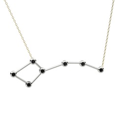 Ursa Minor Kolye - Siyah zirkon 14 ayar beyaz altın kolye (40 cm gümüş rolo zincir) #god2uk