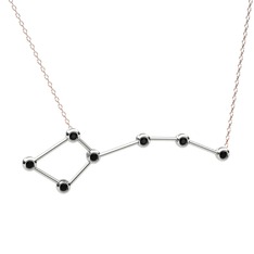 Ursa Minor Kolye - Siyah zirkon 925 ayar gümüş kolye (40 cm rose altın rolo zincir) #gw50v1