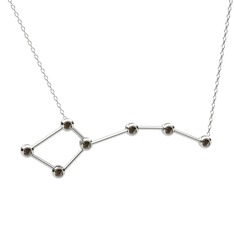 Ursa Minor Kolye - Dumanlı kuvars 925 ayar gümüş kolye (40 cm beyaz altın rolo zincir) #iu7399