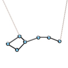 Ursa Minor Kolye - Akuamarin 925 ayar siyah rodyum kaplama gümüş kolye (40 cm rose altın rolo zincir) #kihkm4