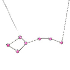 Ursa Minor Kolye - Pembe kuvars 8 ayar beyaz altın kolye (40 cm gümüş rolo zincir) #ncjj7r