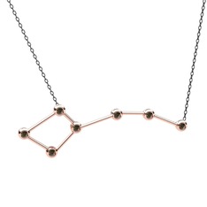 Dumanlı kuvars 925 ayar rose altın kaplama gümüş kolye (40 cm gümüş rolo zincir)