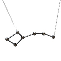 Ursa Minor Kolye - Dumanlı kuvars 925 ayar siyah rodyum kaplama gümüş kolye (40 cm beyaz altın rolo zincir) #ny74kr