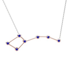 Ursa Minor Kolye - Lab safir 18 ayar rose altın kolye (40 cm beyaz altın rolo zincir) #p5mzkk