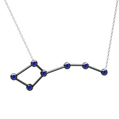 Lab safir 925 ayar siyah rodyum kaplama gümüş kolye (40 cm beyaz altın rolo zincir)