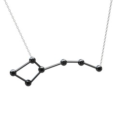 Ursa Minor Kolye - Siyah zirkon 925 ayar siyah rodyum kaplama gümüş kolye (40 cm beyaz altın rolo zincir) #plx9k3