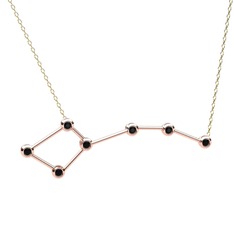 Ursa Minor Kolye - Siyah zirkon 8 ayar rose altın kolye (40 cm altın rolo zincir) #qc0v7e