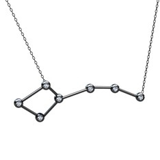Ursa Minor Kolye - Beyaz zirkon 925 ayar siyah rodyum kaplama gümüş kolye (40 cm gümüş rolo zincir) #ra6f1e