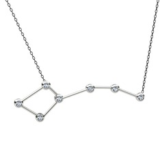 Ursa Minor Kolye - Beyaz zirkon 18 ayar beyaz altın kolye (40 cm gümüş rolo zincir) #rubgbg