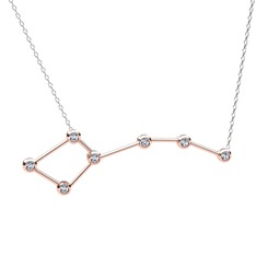 Beyaz zirkon 925 ayar rose altın kaplama gümüş kolye (40 cm beyaz altın rolo zincir)